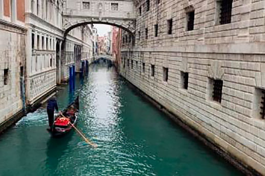 A gondola on the canals of Venice